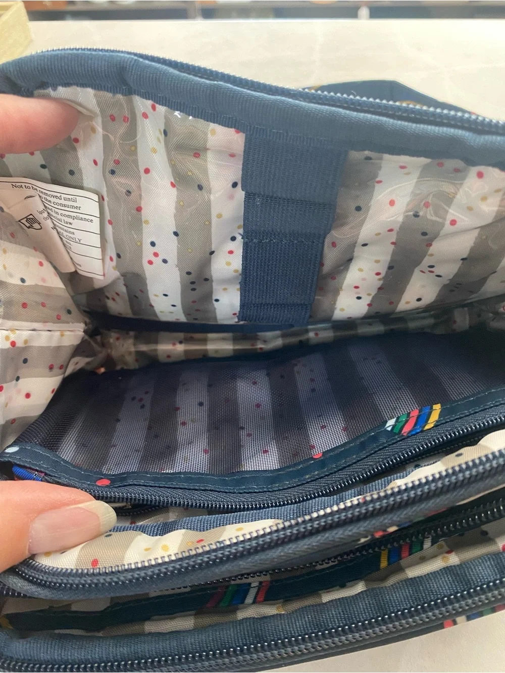 lug Navy Quilted Crossbody with Rainbow Print